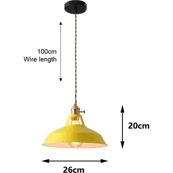 Retro závěsná lampa průmyslový styl | Stropní lustr - Žluť , Žádná žárovka