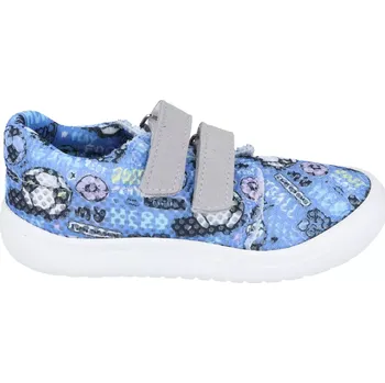 Dívčí tenisky Síťované tenisky Jonap barefoot B7 modrý fotbal - bílá podrážka 31