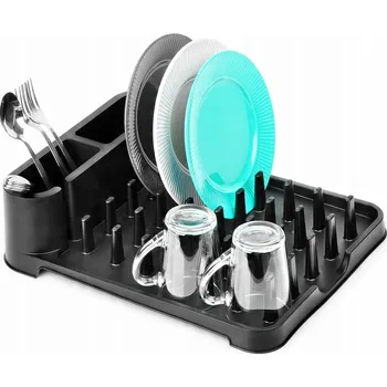 Odkapávač na nádobí Sušák na nádobí KUCHENNY odkapávač na talíře hrnky jednopatrový černý