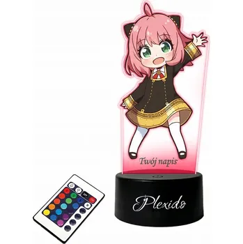 Dekorativní svítidlo LAMPKA na SKLE Anime Spy x Family Anya Forger Manga LED + DÁLKOVÝ OVLADAČ 16 BAREV