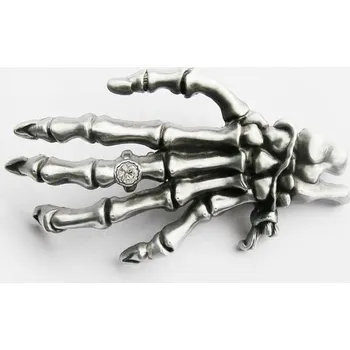 Opasek Kostra ruka dlaň přezka 3D na opasek hnědá