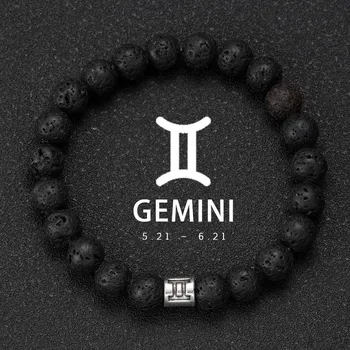 Náramek Pánský náramek ze sopečného kamene se znamením | pánský náramek, náramek znamení - Blíženci