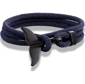 Náramek Letní párový pletený náramek ploutev | náramek, módní doplněk - Černá Tmavomodrá