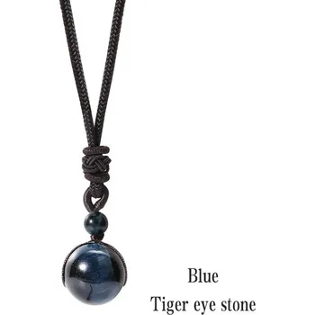 Náhrdelník Amulet z tygřího oka a ametystu | pánský náhrdelník, přívěsek - Modré tygří oko