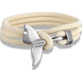 Náramek Letní párový pletený náramek ploutev | náramek, módní doplněk - stříbrná bílá