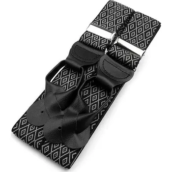 Kšandy Šle na knoflíky šíře 3,5 cm - černé-bílé