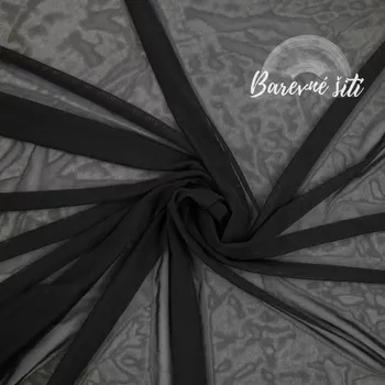 Tyl pružný Černý, Nylon (E) (Jemný pružný tyl)