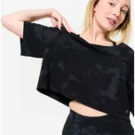 DOMYOS Dámské taneční tričko Crop S ČERNÁ|ŠEDÁ
