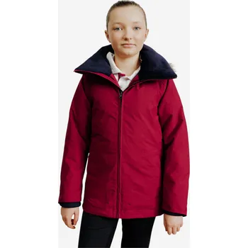 FOUGANZA Dětská zimní nepromokavá a hřejivá jezdecká bunda 500 WARM třešňová 8 LET FIALOVÁ