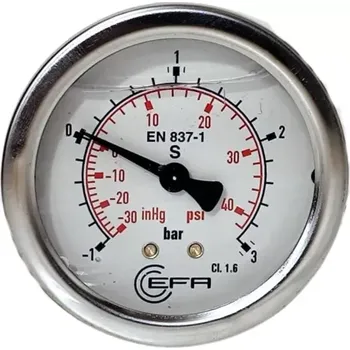 Vakuové čerpadlo GLYCERINOVÝ VAKUOMĚR 63MM ZADNÍ NAPOJENÍ 1/4