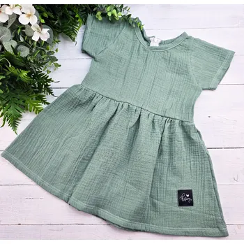 Dívčí šaty Kulišárny Dívčí letní princess šaty mušelín MENTOL VELIKOST: 122