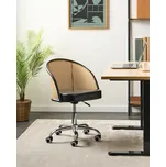 Kancelářská židle černá umělá kůže umělý ratan opěradlo vídeňský výplet otočná nastavitelná výška bez područek retro styl Beliani