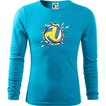 Pánská móda Volejbal míč v triku - Triko s dlouhým rukávem FIT-T long sleeve - S ( Světlý tyrkys )