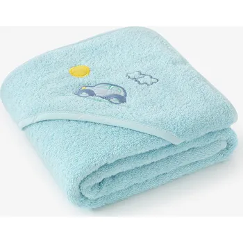 Dětská froté osuška s kapucí - Autíčko na modré 100 x 100 cm