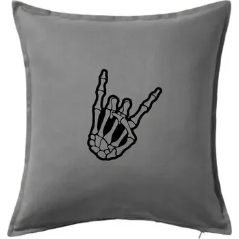 Polštář Rock ruka - Polštář 50x50 - 50x50 - Včetně výplně ( Tmavě šedý melír )