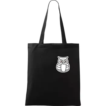 Nákupní taška Sova kreslená na prsu - Taška bavlněná - 42 x 38 cm ( Černá )