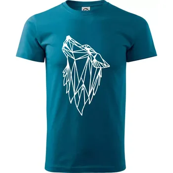 Geometrie - vlk - vyjící - Klasické pánské triko vyšší gramáže - XS ( Petrolejová )