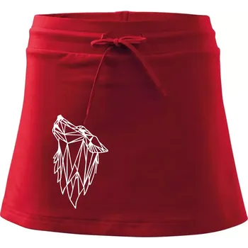 Dámská sukně Geometrie - vlk - vyjící - Sportovní sukně - two in one - M ( Červená )