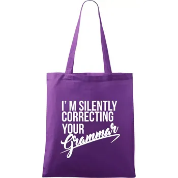 Correcting grammar - Taška bavlněná - 42 x 38 cm ( Fialová )