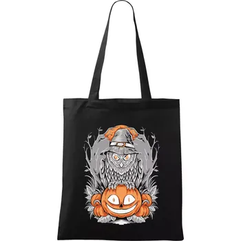 Nákupní taška Dýně a sova - Taška bavlněná - 42 x 38 cm ( Černá )