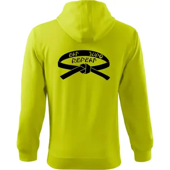 Pánská móda Judo eat repeat - Mikina s kapucí na zip trendy zipper - XL ( Limetková )