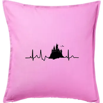 Polštář Harry - EKG hrad - Polštář 50x50 - 50x50 - Pouze potah ( Růžová )