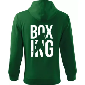 Pánská mikina Nápis Boxing - Mikina s kapucí na zip trendy zipper - XL ( Lahvově zelená )