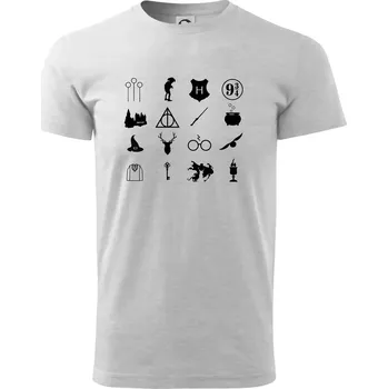 Pánské tričko Harry ikonky - Triko extra velké (5-8XL) - 7XL ( Světlešedý Melír )