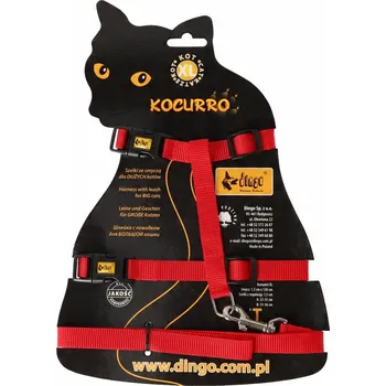 Vodítko pro psa Postroj + vodítko textilní pro kočky Dingo vel. 120 cm 35 cm červený