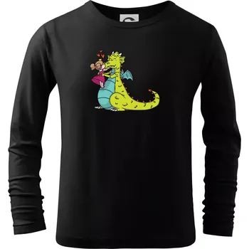 Chlapecké tričko Princezna a drak - Triko dětské Long Sleeve - 122 cm/6 let ( Černá )