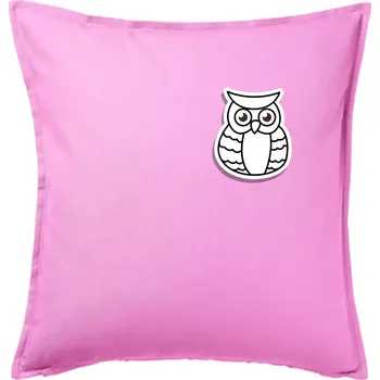 Polštář Sova kreslená na prsu - Polštář 50x50 - 50x50 - Pouze potah ( Růžová )