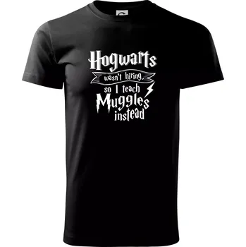 Pánské tričko Harry - Hogwarts wasn’t hiring, so I teach Muggles instead - Klasické pánské triko vyšší gramáže - M ( Černá )
