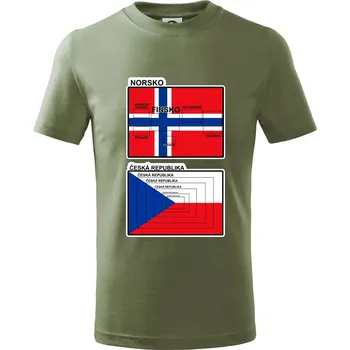 Chlapecké oblečení Norská a česká vlajka - Tričko dětské bavlněné - 158 cm/12 let ( Khaki )