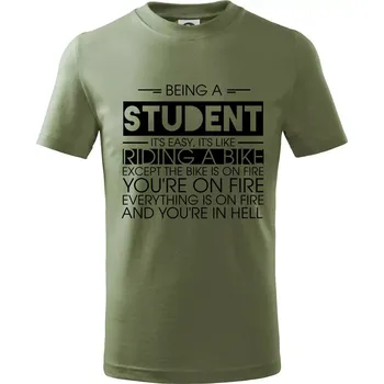 Chlapecké oblečení Being a student - bike - Tričko dětské bavlněné - 122 cm/6 let ( Khaki )