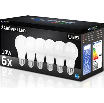 Žárovka 6x LED žárovka E27 10W studená bílá sada 6500K 800lm baňka A60 PREMIUM