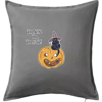 Polštář Dýně a kočka - Polštář 50x50 - 50x50 - Včetně výplně ( Tmavě šedý melír )