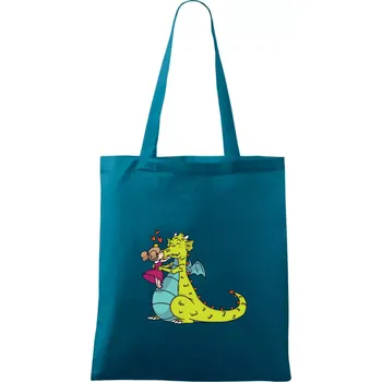 Princezna a drak - Taška bavlněná - 42 x 38 cm ( Petrolejová )