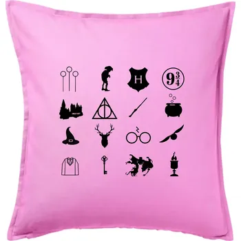 Polštář Harry ikonky - Polštář 50x50 - 50x50 - Pouze potah ( Růžová )