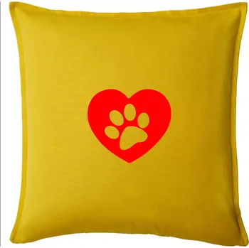 Polštář Tlapka v srdci - Polštář 50x50 - 50x50 - Pouze potah ( Žlutá )
