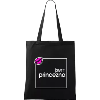 Jsem princezna ve čtverci - Taška bavlněná - 42 x 38 cm ( Černá )