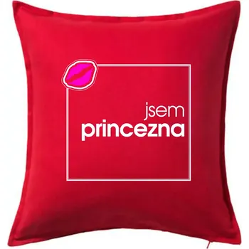 Polštář Jsem princezna ve čtverci - Polštář 50x50 - 50x50 - Pouze potah ( Červená )