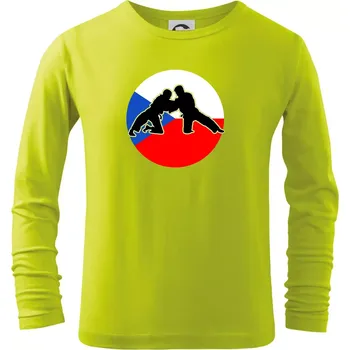 Dětská móda Judo CZ vlajka - Triko dětské Long Sleeve - 104-110cm / 3-4 roky ( Limetková )