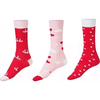 Dámské ponožky Sada ponožek se srdíčky a labutěmi 3 páry 41-46 Valentýn / Dárek