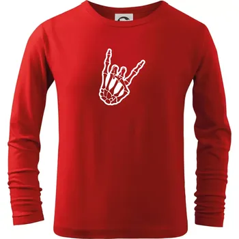 Chlapecké tričko Rock ruka - Triko dětské Long Sleeve - 134 cm/8 let ( Červená )
