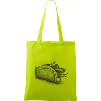 Školní penál kreslený - Taška bavlněná - 42 x 38 cm ( Limetková )