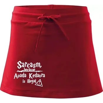 Dámská sukně Harry - Sarcasm, because Avada Kedavra is illegal - Sportovní sukně - two in one - S ( Červená )