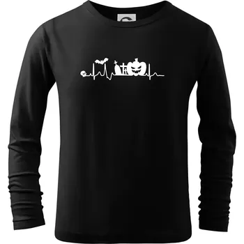 Chlapecké tričko EKG Halloween - Triko dětské Long Sleeve - 104-110cm / 3-4 roky ( Černá )
