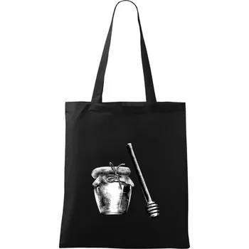 Nákupní taška Med ve sklenici - Taška bavlněná - 42 x 38 cm ( Černá )