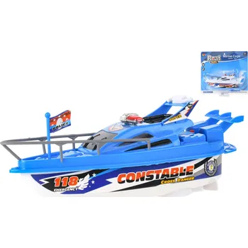 Člun policejní pátrací 22cm do vody na baterie 2 barvy plast