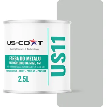 barva na kov US-Coat 2,5 l antikorozní akrylová Barva na kov, SVĚTLE ŠEDÁ RAL7035, matná